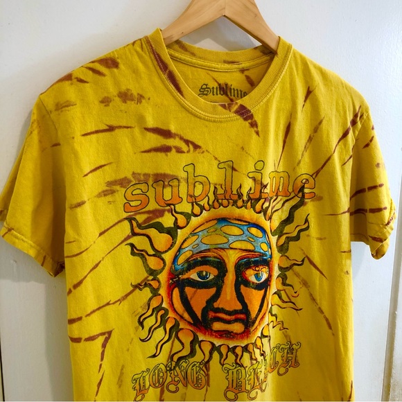 Sublime Short Sleeve Tie-Dye T-Shirt Flaming Sun Mushroom Long Beach Size Small. - Picture 3 of 12